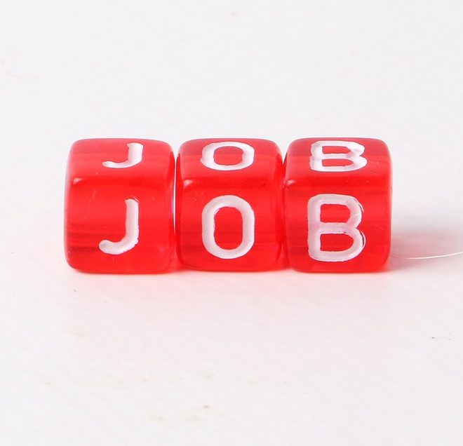 Symbolbild: Das Wort Job auf 3 Würfeln dargestellt.