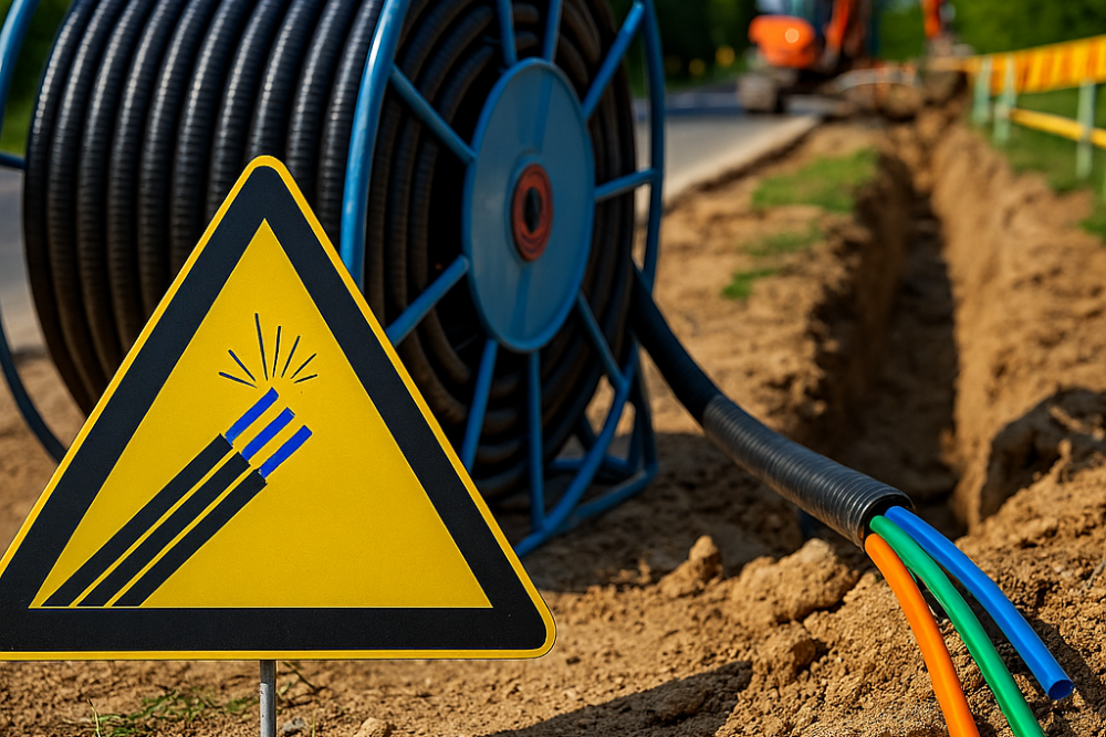 Glasfaserausbau entlang der Straße