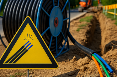 Glasfaserausbau entlang der Straße