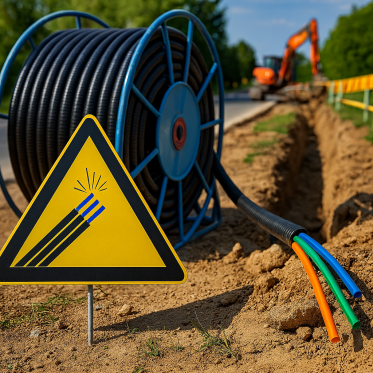Glasfaserausbau entlang der Straße