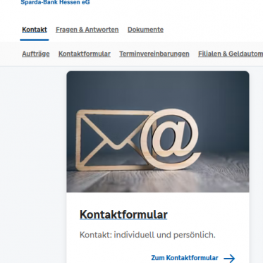 Screenschot von der Homepage der Sparda-Bank Hessen e. G.