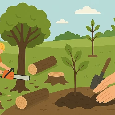 Symbolbild Baumfällung und Nachpflanzung
