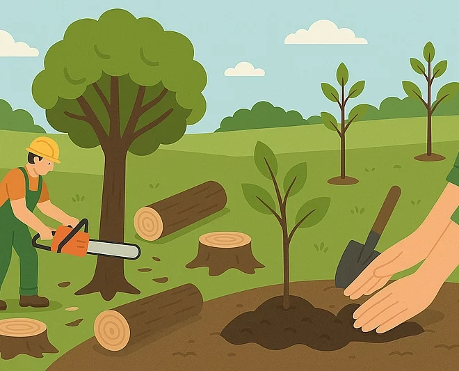Symbolbild Baumfällung und Nachpflanzung