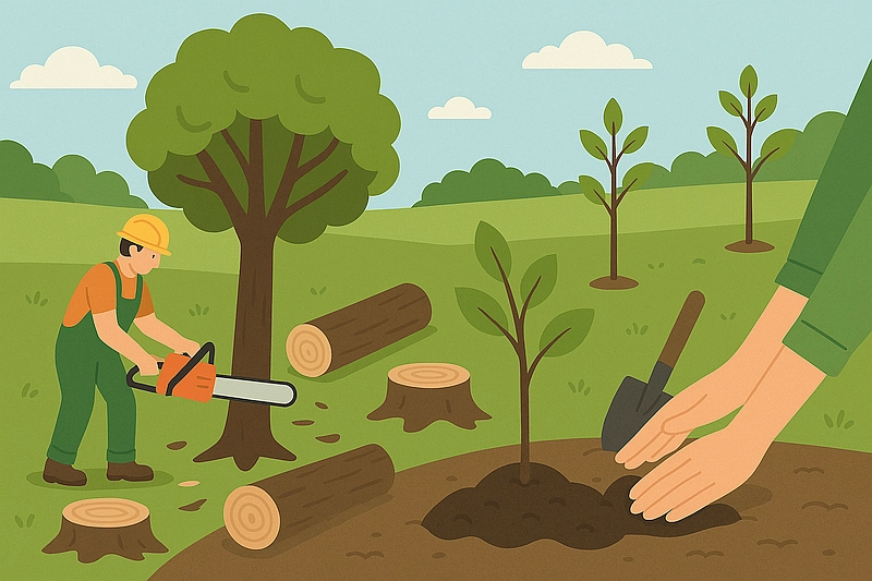 Symbolbild Baumfällung und Nachpflanzung