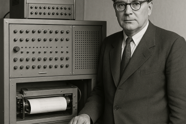 Symbolbild Konrad Zuse mit Rechner