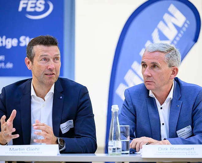 Martin Giehl, Vorstand Mainova AG (links) und Dirk Remmert, Geschäftsführer FES (rechts)