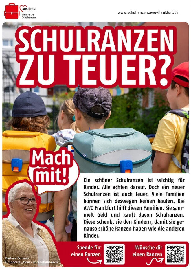 Infoposter zur Aktion »Mein erster Schulranzen«