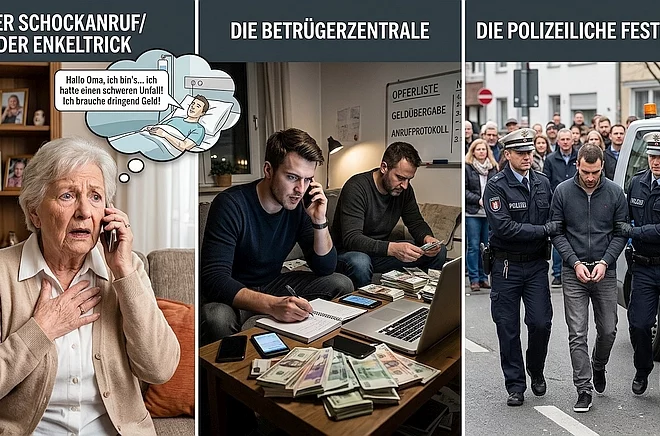 Symbolbild Telefonbetrug und Festnahme
