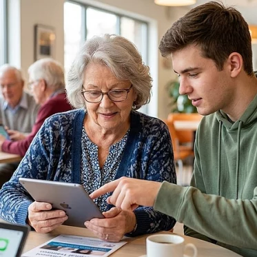 Digitale Teilhabe im Alter: Berung von Senioren durch junge Helfer